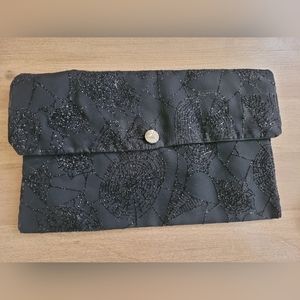 Black glitter Spider web clutch wallet bag lined New
